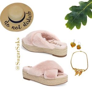 SAM EDELMAN Pink Faux Fur Sandals NIB